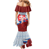 Slovakia Independence Day Family Matching Mermaid Dress and Hawaiian Shirt Slovak Map With Rosa Slavic Pattern