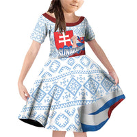 Slovakia Independence Day Family Matching Off Shoulder Short Dress and Hawaiian Shirt Slovak Map With Rosa Slavic Pattern
