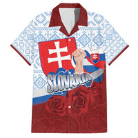 Slovakia Independence Day Family Matching Off Shoulder Short Dress and Hawaiian Shirt Slovak Map With Rosa Slavic Pattern