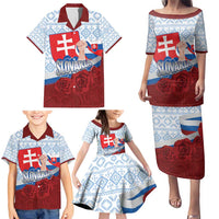 Slovakia Independence Day Family Matching Puletasi and Hawaiian Shirt Slovak Map With Rosa Slavic Pattern