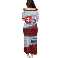 Slovakia Independence Day Family Matching Puletasi and Hawaiian Shirt Slovak Map With Rosa Slavic Pattern