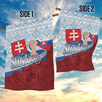 Slovakia Independence Day Garden Flag Slovak Map With Rosa Slavic Pattern