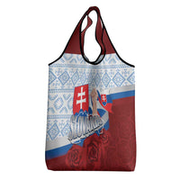 Slovakia Independence Day Grocery Bag Slovak Map With Rosa Slavic Pattern