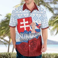 Slovakia Independence Day Hawaiian Shirt Slovak Map With Rosa Slavic Pattern