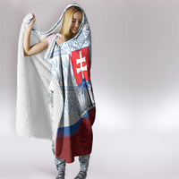 Slovakia Independence Day Hooded Blanket Slovak Map With Rosa Slavic Pattern