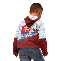 Slovakia Independence Day Kid Hoodie Slovak Map With Rosa Slavic Pattern