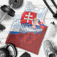 Slovakia Independence Day Men Tank Top Slovak Map With Rosa Slavic Pattern