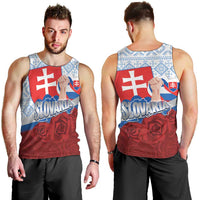 Slovakia Independence Day Men Tank Top Slovak Map With Rosa Slavic Pattern