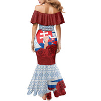 Slovakia Independence Day Mermaid Dress Slovak Map With Rosa Slavic Pattern