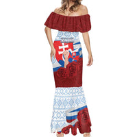 Slovakia Independence Day Mermaid Dress Slovak Map With Rosa Slavic Pattern