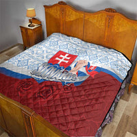 Slovakia Independence Day Quilt Slovak Map With Rosa Slavic Pattern