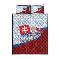 Slovakia Independence Day Quilt Bed Set Slovak Map With Rosa Slavic Pattern