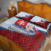 Slovakia Independence Day Quilt Bed Set Slovak Map With Rosa Slavic Pattern