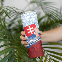 Slovakia Independence Day Skinny Tumbler Slovak Map With Rosa Slavic Pattern