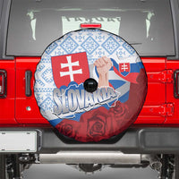 Slovakia Independence Day Spare Tire Cover Slovak Map With Rosa Slavic Pattern