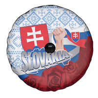 Slovakia Independence Day Spare Tire Cover Slovak Map With Rosa Slavic Pattern