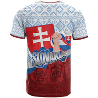Slovakia Independence Day T Shirt Slovak Map With Rosa Slavic Pattern