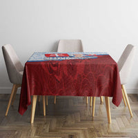 Slovakia Independence Day Tablecloth Slovak Map With Rosa Slavic Pattern