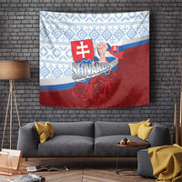 Slovakia Independence Day Tapestry Slovak Map With Rosa Slavic Pattern