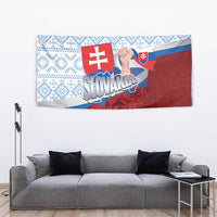 Slovakia Independence Day Tapestry Slovak Map With Rosa Slavic Pattern