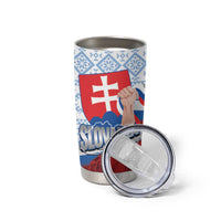 Slovakia Independence Day Tumbler Cup Slovak Map With Rosa Slavic Pattern