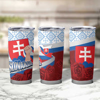 Slovakia Independence Day Tumbler Cup Slovak Map With Rosa Slavic Pattern