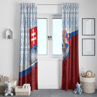 Slovakia Independence Day Window Curtain Slovak Map With Rosa Slavic Pattern