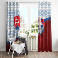 Slovakia Independence Day Window Curtain Slovak Map With Rosa Slavic Pattern