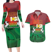 Burkina Faso Independence Day Couples Matching Long Sleeve Bodycon Dress and Hawaiian Shirt National Heroes Monument Proud