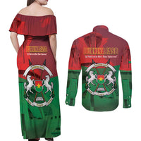 Burkina Faso Independence Day Couples Matching Off Shoulder Maxi Dress and Long Sleeve Button Shirt National Heroes Monument Proud