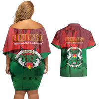 Burkina Faso Independence Day Couples Matching Off Shoulder Short Dress and Hawaiian Shirt National Heroes Monument Proud