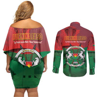 Burkina Faso Independence Day Couples Matching Off Shoulder Short Dress and Long Sleeve Button Shirt National Heroes Monument Proud
