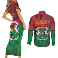 Burkina Faso Independence Day Couples Matching Short Sleeve Bodycon Dress and Long Sleeve Button Shirt National Heroes Monument Proud