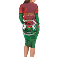 Burkina Faso Independence Day Long Sleeve Bodycon Dress National Heroes Monument Proud