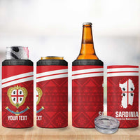 Custom Sardinia Football 4 in 1 Can Cooler Tumbler Forza Sa Natzionale Sardegna Pattern