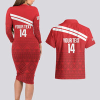 Custom Sardinia Football Couples Matching Long Sleeve Bodycon Dress and Hawaiian Shirt Forza Sa Natzionale Sardegna Pattern