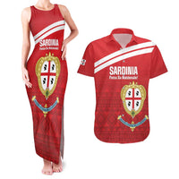 Custom Sardinia Football Couples Matching Tank Maxi Dress and Hawaiian Shirt Forza Sa Natzionale Sardegna Pattern
