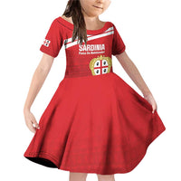 Custom Sardinia Football Family Matching Off Shoulder Short Dress and Hawaiian Shirt Forza Sa Natzionale Sardegna Pattern