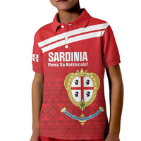 Custom Sardinia Football Kid Polo Shirt Forza Sa Natzionale Sardegna Pattern