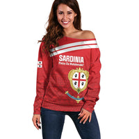Custom Sardinia Football Off Shoulder Sweater Forza Sa Natzionale Sardegna Pattern