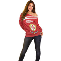 Custom Sardinia Football Off Shoulder Sweater Forza Sa Natzionale Sardegna Pattern
