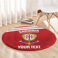 Custom Sardinia Football Round Carpet Forza Sa Natzionale Sardegna Pattern
