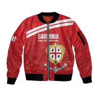 Custom Sardinia Football Sleeve Zip Bomber Jacket Forza Sa Natzionale Sardegna Pattern