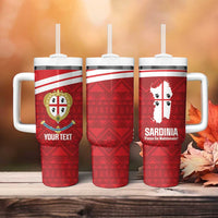 Custom Sardinia Football Tumbler With Handle Forza Sa Natzionale Sardegna Pattern