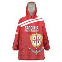 Custom Sardinia Football Wearable Blanket Hoodie Forza Sa Natzionale Sardegna Pattern