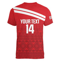 Custom Sardinia Football Women V-Neck T-Shirt Forza Sa Natzionale Sardegna Pattern