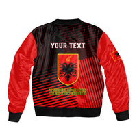 Personalised Albania Sleeve Zip Bomber Jacket Coat Of Arms Dynamic Style - Wonder Print Shop