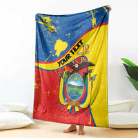 Personalized Ecuador Independence Day Blanket Coat Of Arms Grunge Style - Wonder Print Shop