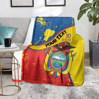 Personalized Ecuador Independence Day Blanket Coat Of Arms Grunge Style - Wonder Print Shop