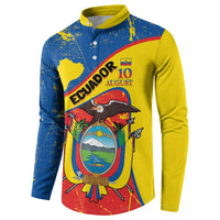 Personalized Ecuador Independence Day Button Sweatshirt Coat Of Arms Grunge Style - Wonder Print Shop
